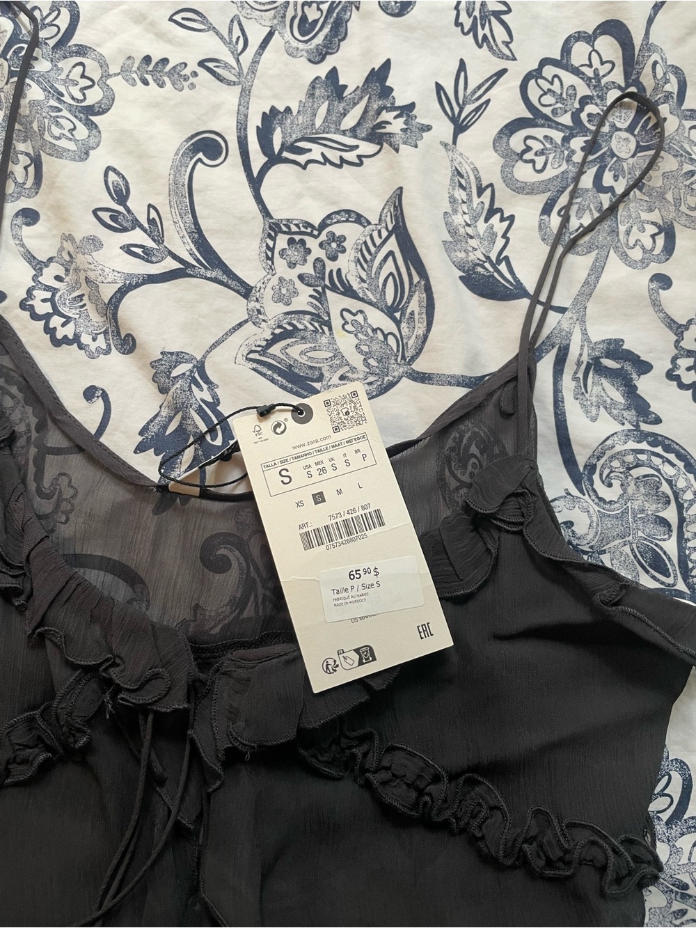 ZARA Semi-Sheer Ruffle Top - Picture 5 of 6